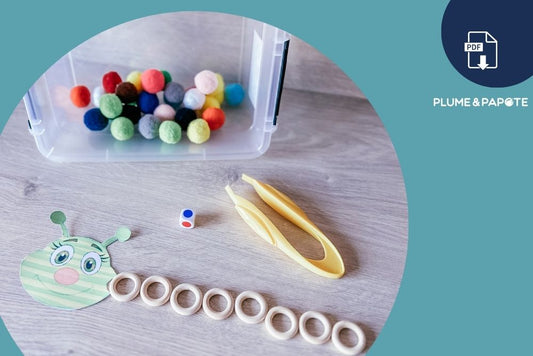 Activité motricité fine : construis ta chenille colorée avec des pompons