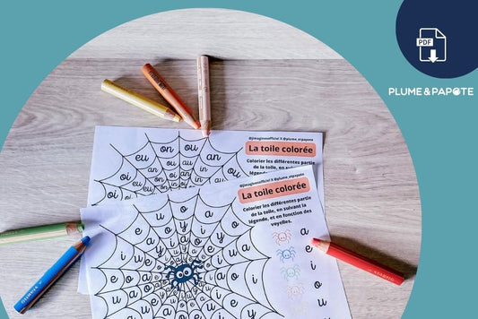 Activité Halloween maternelle – Toile d’araignée des voyelles à imprimer